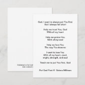 ‘Zet God op de eerste plaats’ gedicht Informatiekaartje (Voorkant / Achterkant)