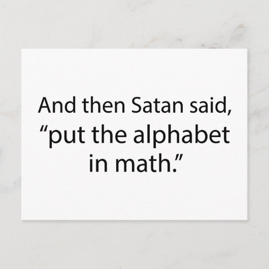 Zet het alfabet in Wiskunde Briefkaart (Voorkant)