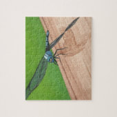 Zet het samen Blue Dragonfly op een Rail Puzzle Legpuzzel (Verticaal)