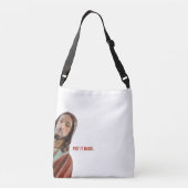 Zet het terug grappige Jezus op witte achtergrond Crossbody Tas (Achterkant)