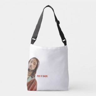 Zet het terug grappige Jezus op witte achtergrond Crossbody Tas