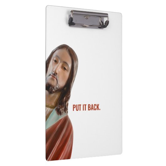 Zet het terug grappige Jezus op witte achtergrond Klembord (Rechts)