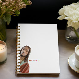Zet het terug grappige Jezus op witte achtergrond Notitieboek