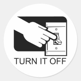 Zet het uit ronde sticker