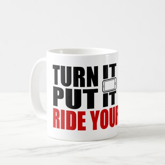 Zet het uit, zet het neer, rijd je bike koffiemok (Voorkant links)