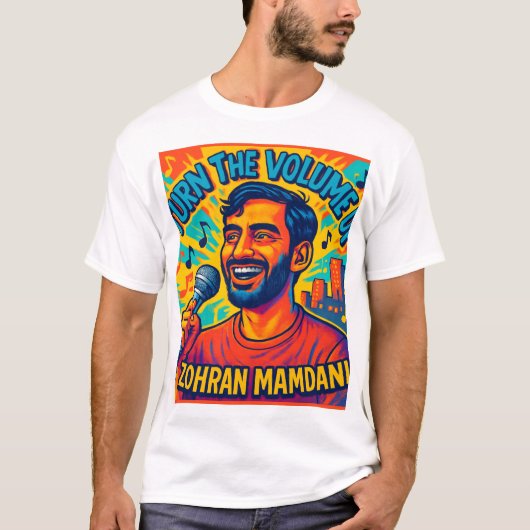Zet het Volume harder zohran mamdani T-shirt (Voorkant)