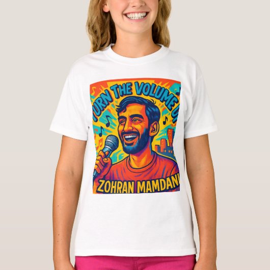 Zet het volume harder Zohran mamdani T-shirt (Voorkant)