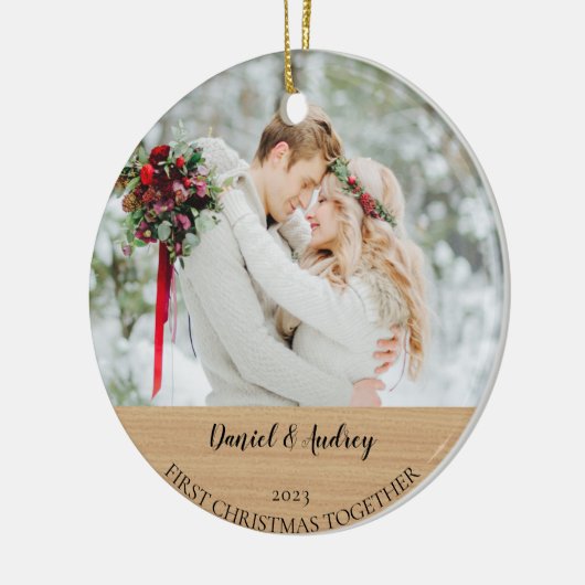 Zet je Afbeelding op een kerstversiering Keramisch Ornament (Links)