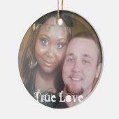 Zet je echte liefdesfoto op een cirkelvormgeving keramisch ornament (Links)