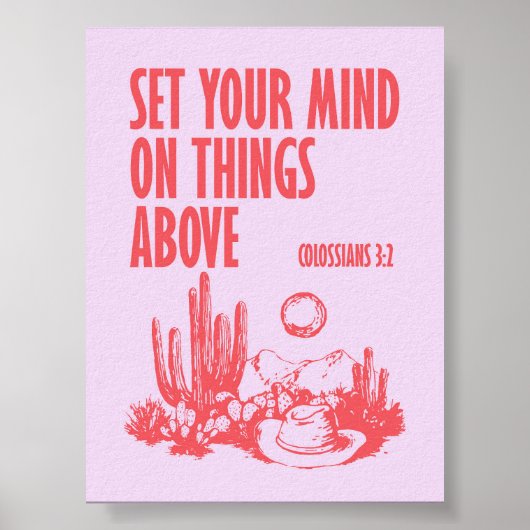 Zet je geest op dingen boven roze en rood poster (Voorkant)