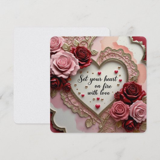 Zet je hart in vuur en vlam met liefde valentijn k feestdagenkaart (Voorkant / Achterkant)