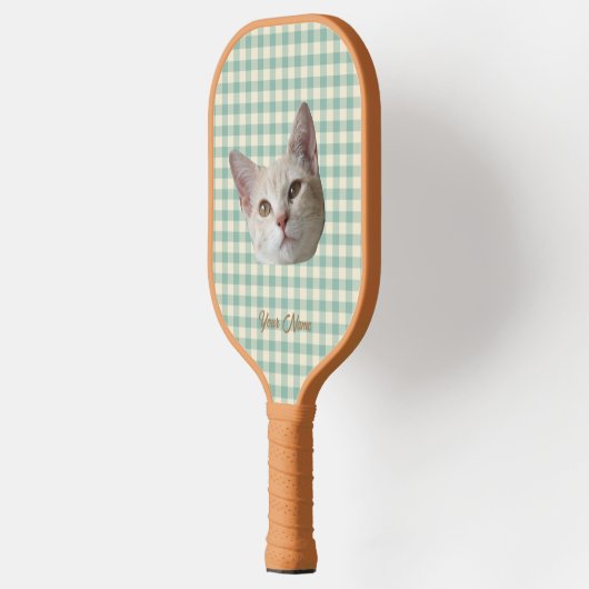 Zet je kattenfoto op Gingham Pickleball Paddle (Links)