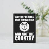 Zet je klokken terug in november, niet in het land briefkaart (Staand voorkant)