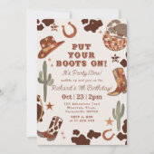 Zet je laarzen op Rodeo Boy verjaardagsfeestje Kaart (Voorkant)