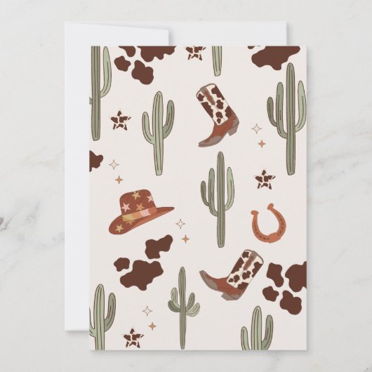 Zet je laarzen op Rodeo Boy verjaardagsfeestje Kaart (Achterkant)