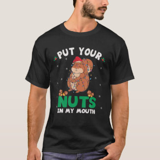 Zet je noten in m'n mond-eekhoorntje met kerst. t-shirt
