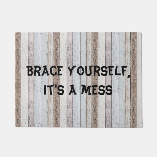 Zet je schrap, het is een rotzooi oude houten acht deurmat (Voorkant)