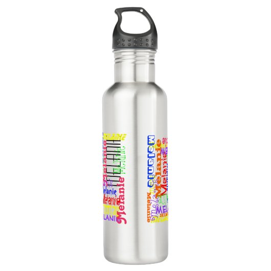 Zet Jouw naam over deze collage typografisch Waterfles (Achterkant)