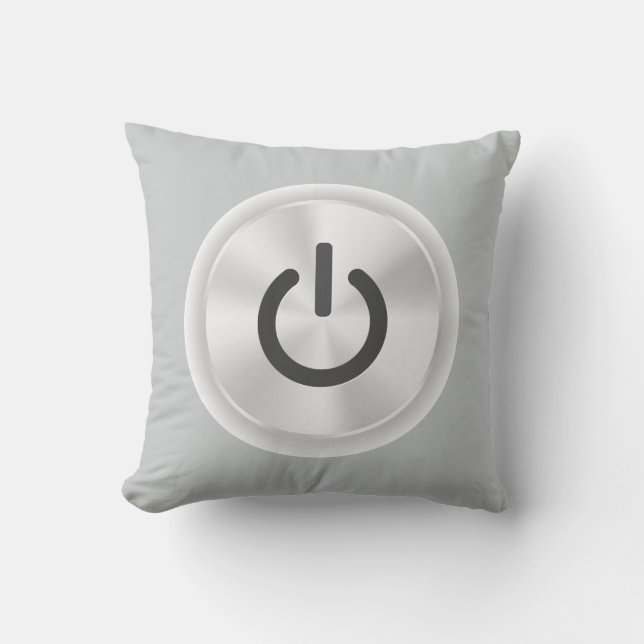 Zet me aan op de grijze grappige Button Kussen (Voorkant)