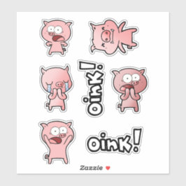 Zet met Cute Biggetjes Stickers voor Kinderen en D
