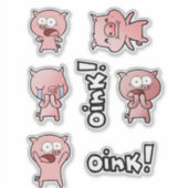 Zet met cute biggetjesstickers voor kinderen en di sticker (Voorkant)