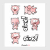 Zet met cute biggetjesstickers voor kinderen en di sticker (Vel)
