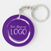 Zet mijn Logo op een Ronde Indigo Sleutelhanger (Achterkant)