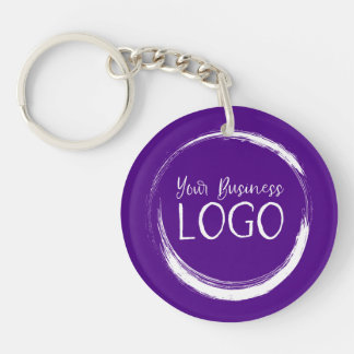 Zet mijn Logo op een Ronde Indigo Sleutelhanger