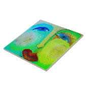 Zet op een Happy Face Abstracte Kunst Tegeltje (Zijkant)