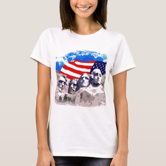 Zet Rushmore met Amerikaanse vlag op T-shirt (Voorkant)