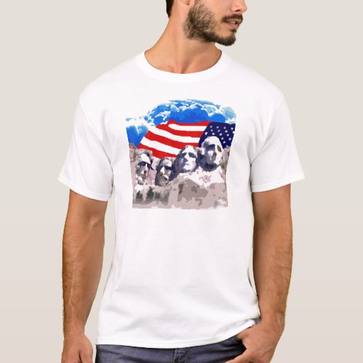 Zet Rushmore met Amerikaanse vlag op T-shirt (Voorkant)