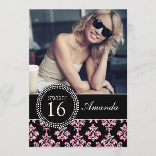 ZET SIXTEEN, BABY PINKGLITTER, ZWARTE DAMASK KAART