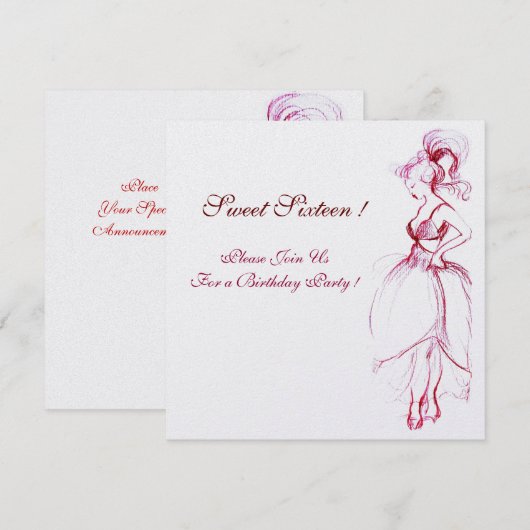 ZET SIXTEEN PARTIJ, rood roze wit ijs Kaart (Voorkant / Achterkant)