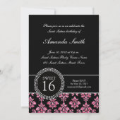 ZET SIXTEEN, PINK GLITTER, ZWARTE DAMASK KAART (Achterkant)