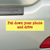 Zet uw telefoon en aandrijving neer bumpersticker (Op auto)