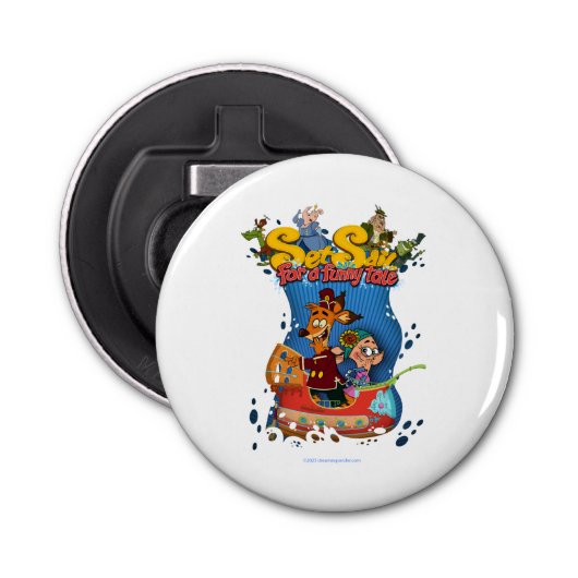 Zet Zeil voor een Funny Tale Button Bottle Opener (Voorkant)
