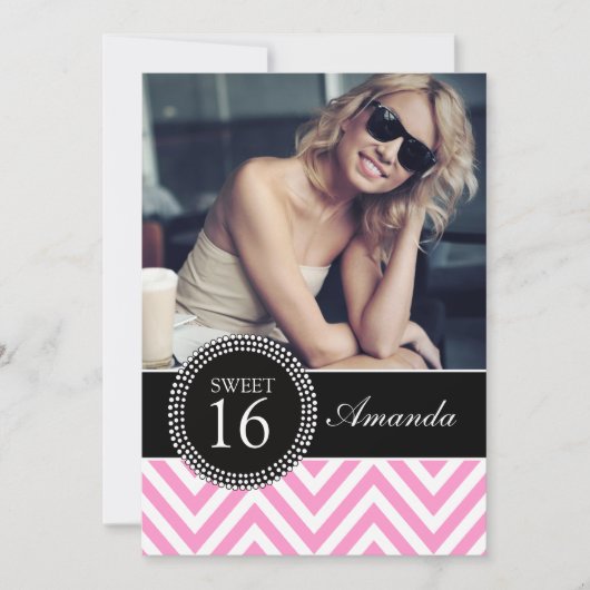 ZET ZES MEESTAL PINK CHEVRON PATTERN KAART (Voorkant)