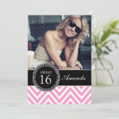 ZET ZES MEESTAL PINK CHEVRON PATTERN KAART (Staand voorkant)