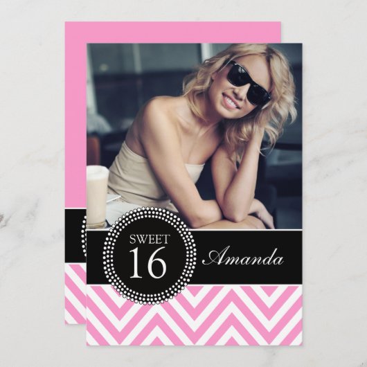 ZET ZES MEESTAL PINK CHEVRON PATTERN KAART (Voorkant / Achterkant)