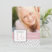 ZET ZES PINK GRAY CHEVRON PATTERN KAART (Staand voorkant)