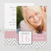 ZET ZES PINK GRAY CHEVRON PATTERN KAART (Voorkant / Achterkant)