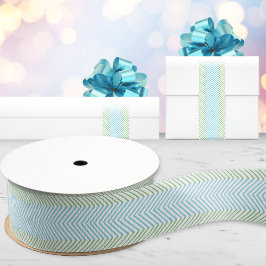 Zeta Chevron Streep in Groen en Aqua Grosgrain Lint