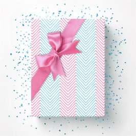 Zeta Chevron Streep in Roze en Aqua Cadeaupapier