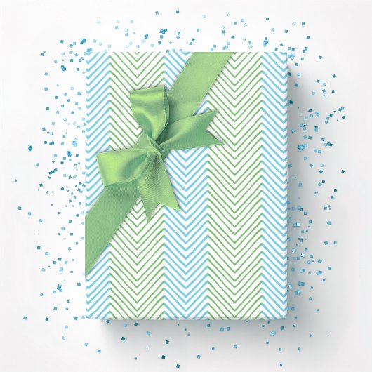 Zeta Chevron Stripe in Green and Aqua Cadeaupapier