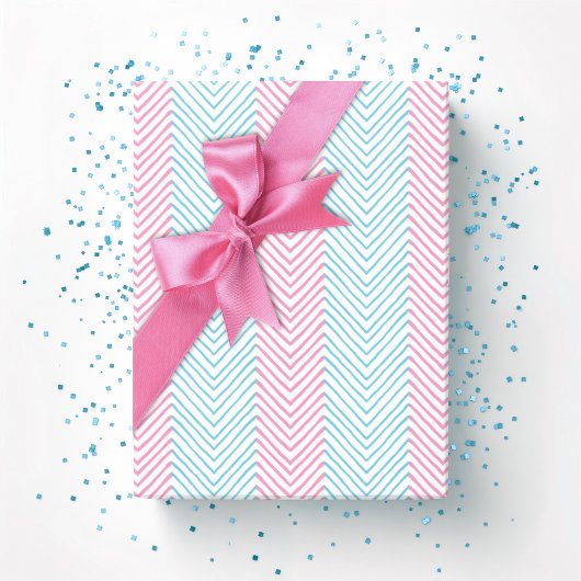 Zeta Chevron Stripe in Pink and Aqua Cadeaupapier