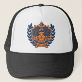 Zeta Zeta Zeta Frathood Crest - Navy/Oranje Trucker Pet (Voorkant)