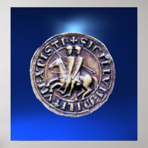 ZETEL VAN DE KNIGHTS-TEMPLAR donkergem blauw Poster