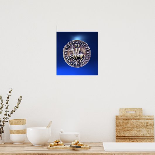 ZETEL VAN DE KNIGHTS-TEMPLAR donkergem blauw Poster (Keuken)