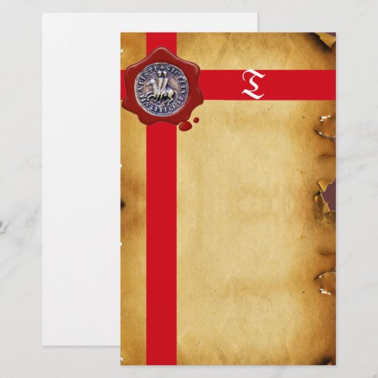 ZETEL VAN DE KNIGHTS TEMPLAR, Monogram PLAATS Briefpapier (Voorkant / Achterkant)