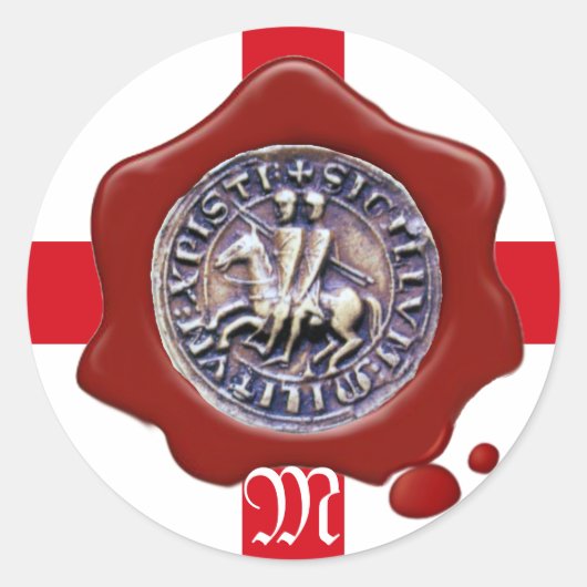 ZETEL VAN DE KNIGHTS-TEMPLAR, Monogram rode was Ronde Sticker (Voorkant)